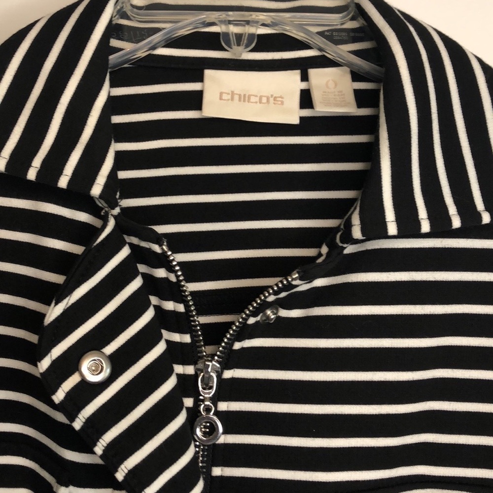 Chico’s stripe knit jacket black/white size Chico’s 0(Small 4)